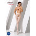 Еротичні колготки-бодістокінг Passion S019 white, імітація трусиків ажурних з доступом, у сіточку
