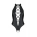 Боді з екошкіри Passion Nancy Body 4XL/5XL black, з імітацією шнурівки та відкритим доступом