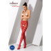 Еротичні колготки-бодістокінг Passion S015 red, імітація панчох у сіточку та трусиків з доступом