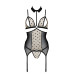 Корсет з відкритими грудьми Passion DOMINICA CORSET L/XL beige, пажі для панчіх, стрінги