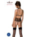 Корсет з відкритими грудьми Passion DOMINICA CORSET L/XL beige, пажі для панчіх, стрінги