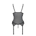 Корсет із підв’язками та ажурним ліфом Christa Corset black S/M — Passion, стрінги в комплекті