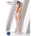 Еротичні колготки-бодістокінг Passion S016 white, імітація ажурних з доступом трусиків та панчох
