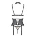 Корсет з відкритими грудьми Passion DOMINICA CORSET L/XL beige, пажі для панчіх, стрінги