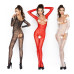 Бодістокінг Passion BS031 red, комбінезон з відкритими грудьми