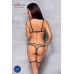 Еротичний комплект спідньої білизни Passion GABI SET XXL/XXXL beige, трусики з гартерами