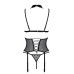 Корсет з відкритими грудьми Passion DOMINICA CORSET L/XL black, пажі для панчіх, стрінги