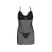 Сорочка Passion DELIENA CHEMISE L/XL black, стрінги із заниженою талією