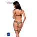 Еротичний комплект спідньої білизни Passion GABI SET XXL/XXXL beige, трусики з гартерами