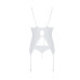 Корсет із пажами, трусики з ажурним декором та відкритим кроком Ursula Corset white XXL/XXXL — Passi