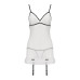 Сорочка прозора з пажами ORIHIME CHEMISE white L/XL - Passion, трусики, стрепи