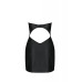 Мінісукня з екошкіри Passion Celine Chemise 6XL/7XL black, шнурівка, трусики в комплекті