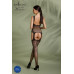 Бодістокінг Passion ECO BS008 black, з доступом, флористичний декор, імітація підв’язок